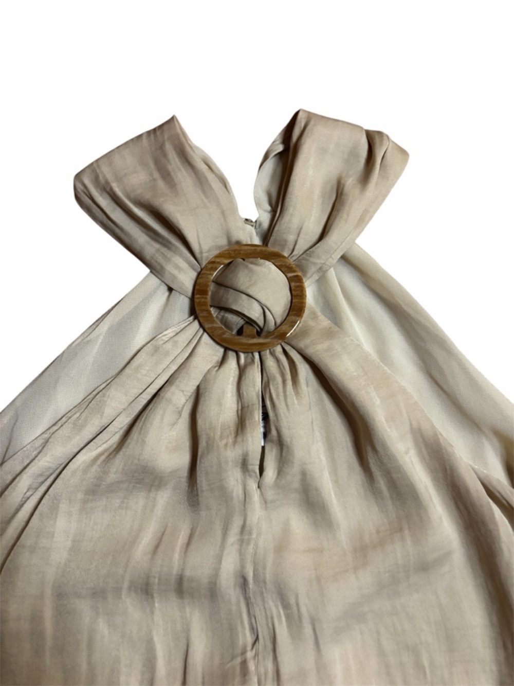 435. Magnolia Boutique Beige Halter Top O-Ring Detail Flowy Resort Style - Picture 7 of 8
